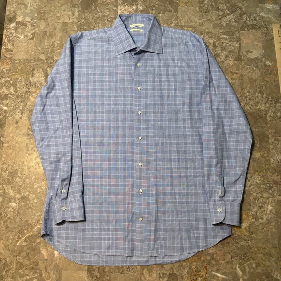 Suitsupply Shirt Mens 43 17 Extra Slim Fit Blue Egyptian Cotton Tessitura Monti - Picture 2 of 11